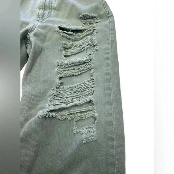 American Eagle Distressed Skinny Light Green High Rise  Jeans Size 0 - Picture 4 of 11